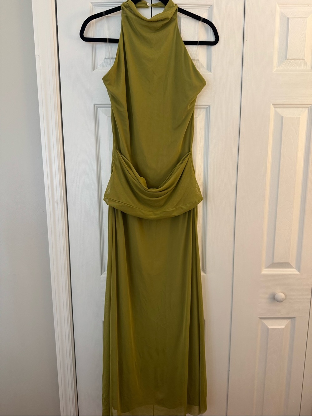 Olive Green Halter Evening Dress